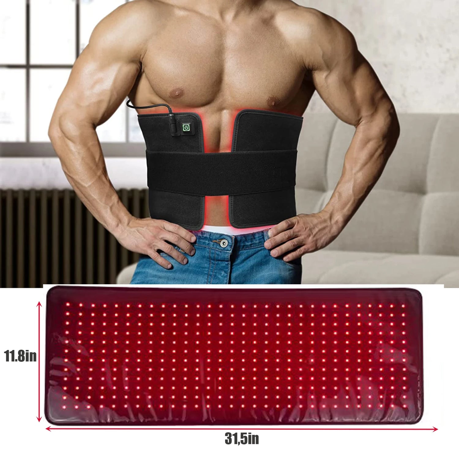 Red & Infrared Therapy Belt – Wearable Heating Pad for Face, Body, Shoulder, Joint & Muscle Relief | LED Beauty Device - squatshark