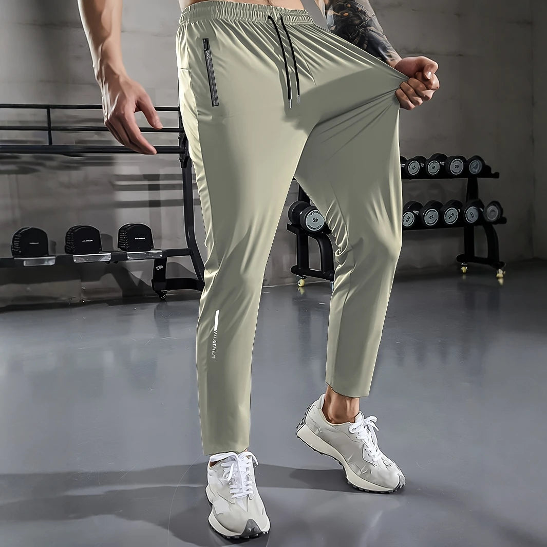 Men's Casual Sports Pants – Stretch Fabric, Regular Fit, Drawstring Waist