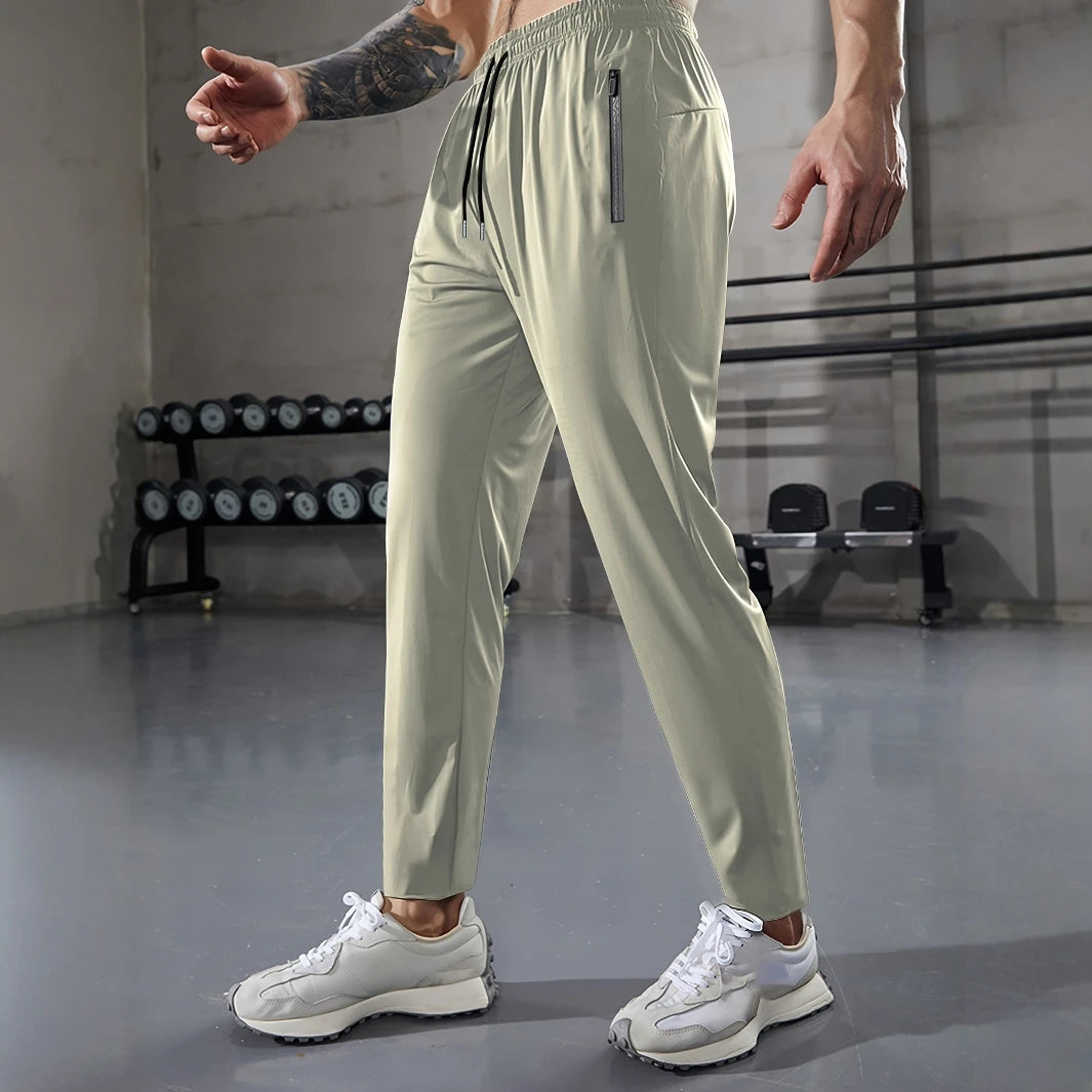Men's Casual Sports Pants – Stretch Fabric, Regular Fit, Drawstring Waist