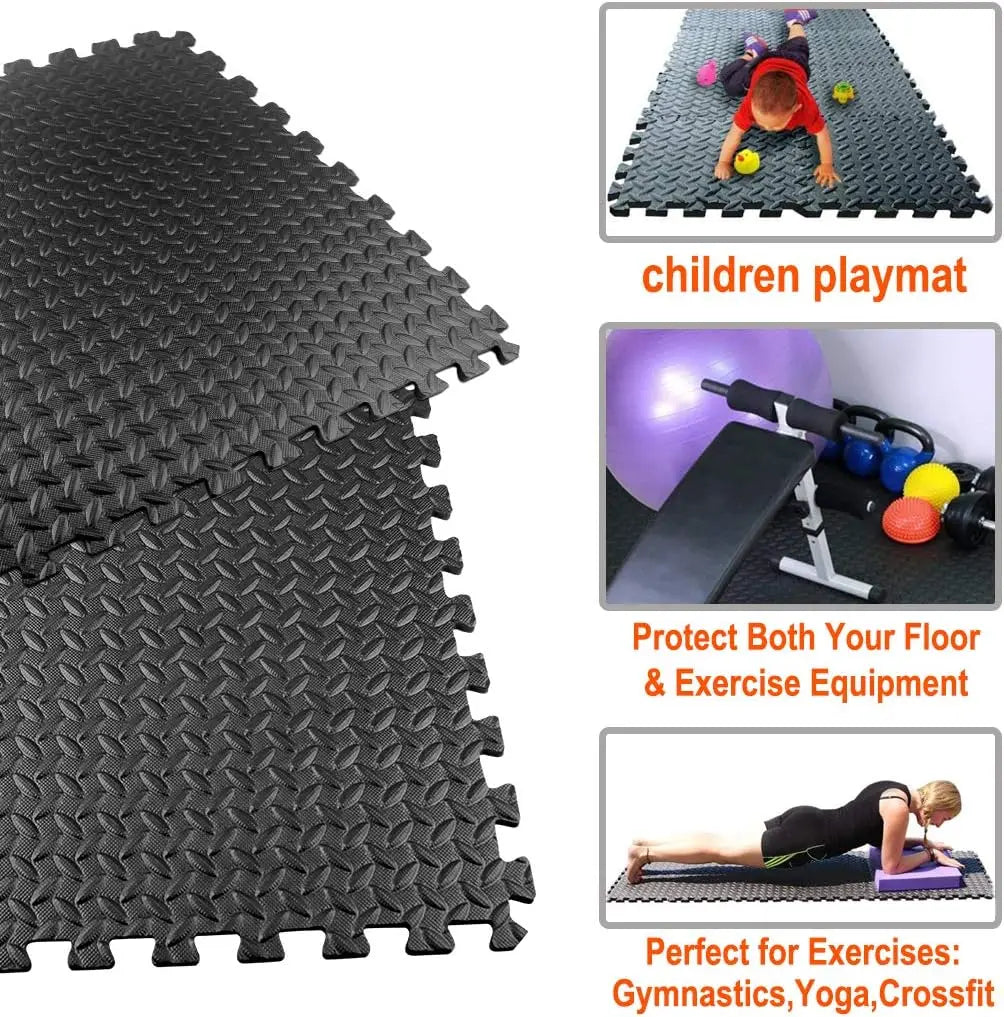 EVA Interlocking Foam Fitness Mat – Non-Slip Floor Tiles for Home Gym & Yoga